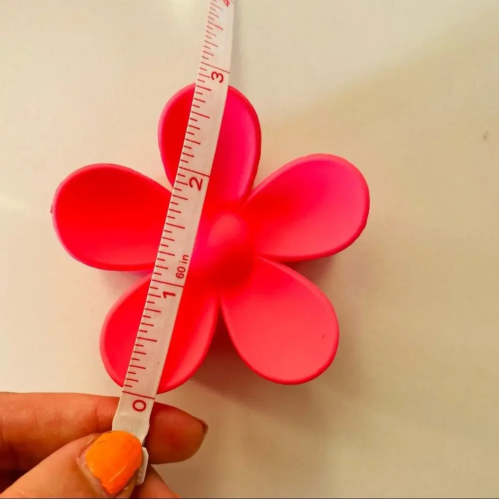 NEW FREE PEOPLE Hot Pink Neon Daisy Flower Claw Clip Hair Retro Oversized Updo